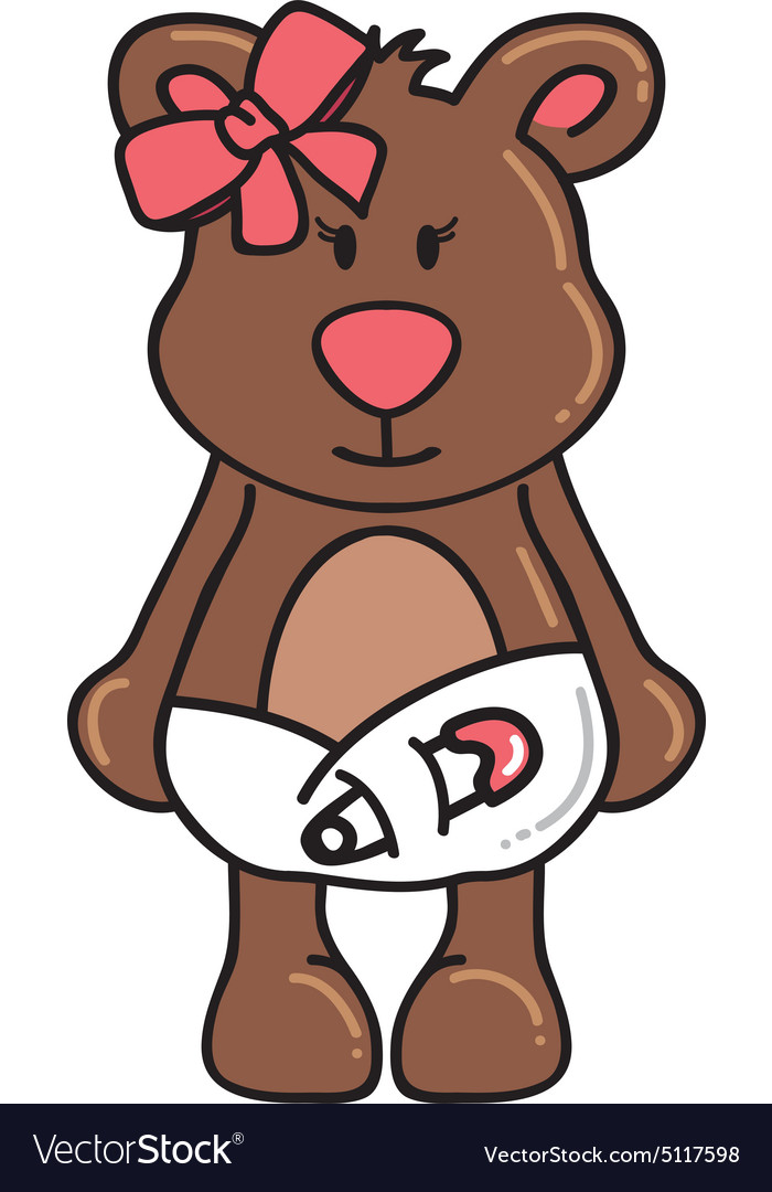 Girl bear wearing diapers