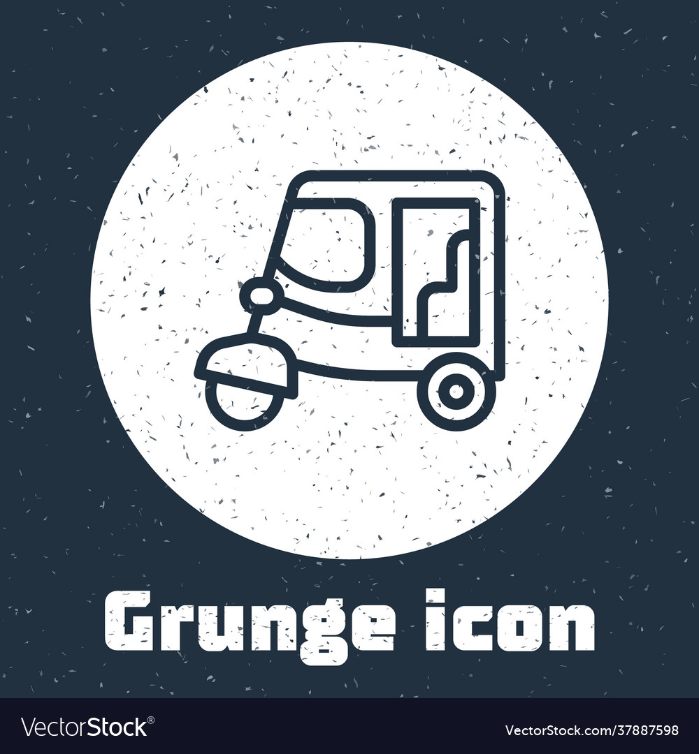 Grunge line taxi tuk icon isolated on grey