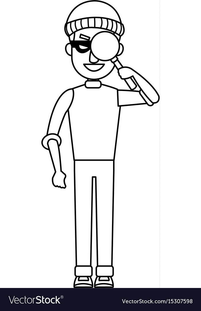 Hacker magnifying glass for detect malware virus