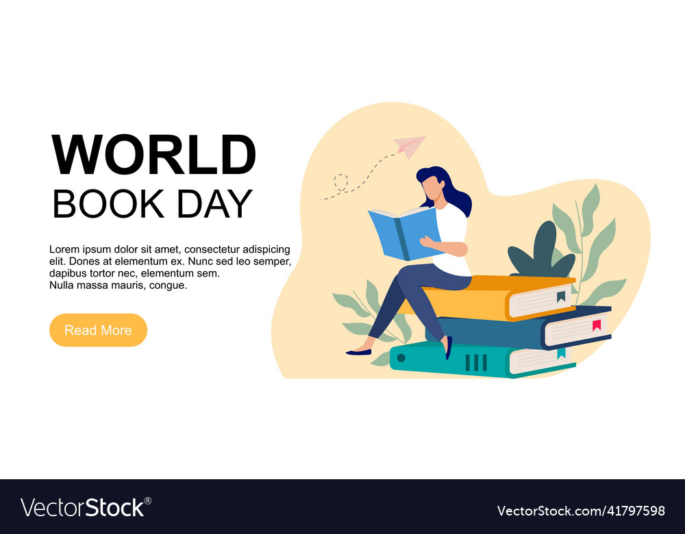 Happy World Book Day Background Royalty Free Vector Image