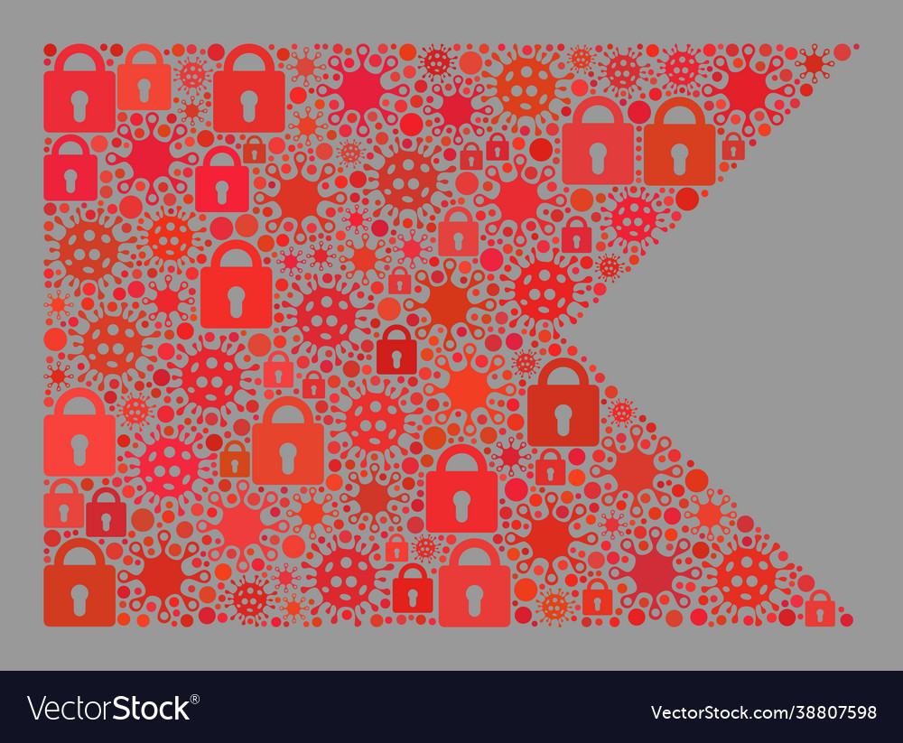 Lockdown red guidon flag - mosaic lock icons