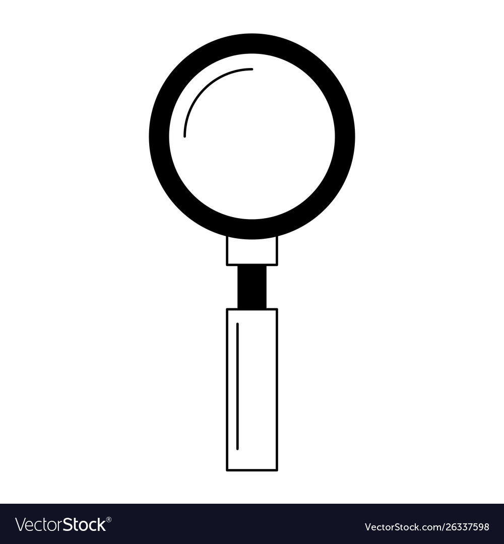 Magnifying glass zoom lens cartoon in black Vector Image