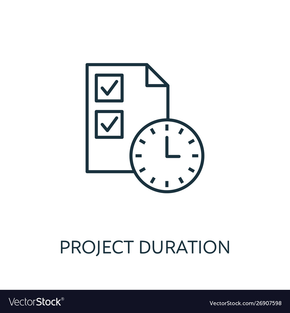 Project duration outline icon thin line concept vector image Project duration outline icon thin line concept