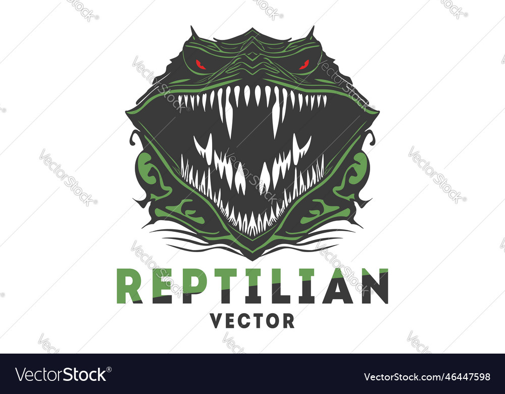 Scary reptile muzzle with open toothy maw logo