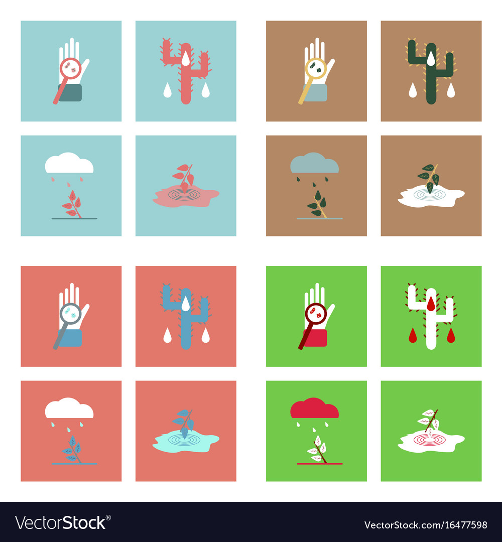 Set of modern eco system icons in flet style