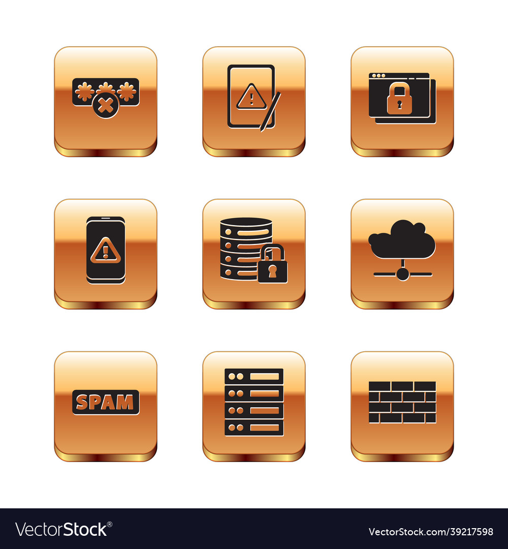 Set password protection spam server data web Vector Image Set password protection spam server data web