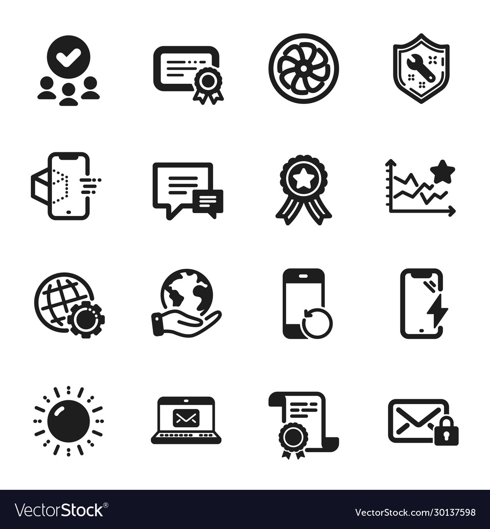 Set technology icons such as spanner secure Vector Image Set technology icons such as spanner secure