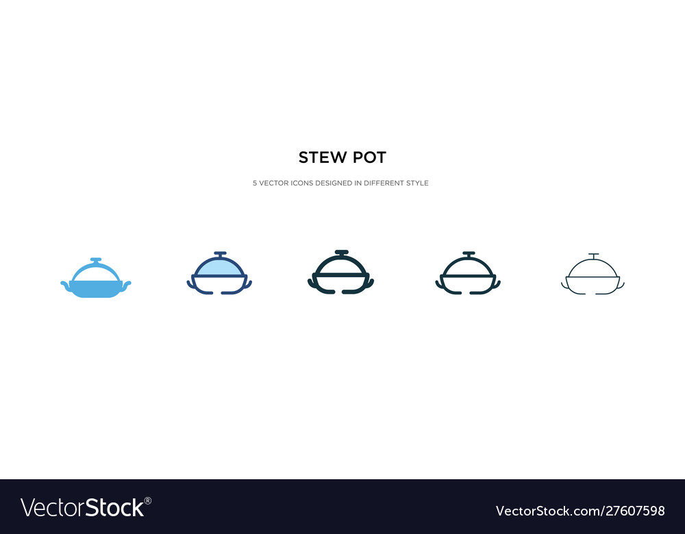 Stew pot icon in different style two colored