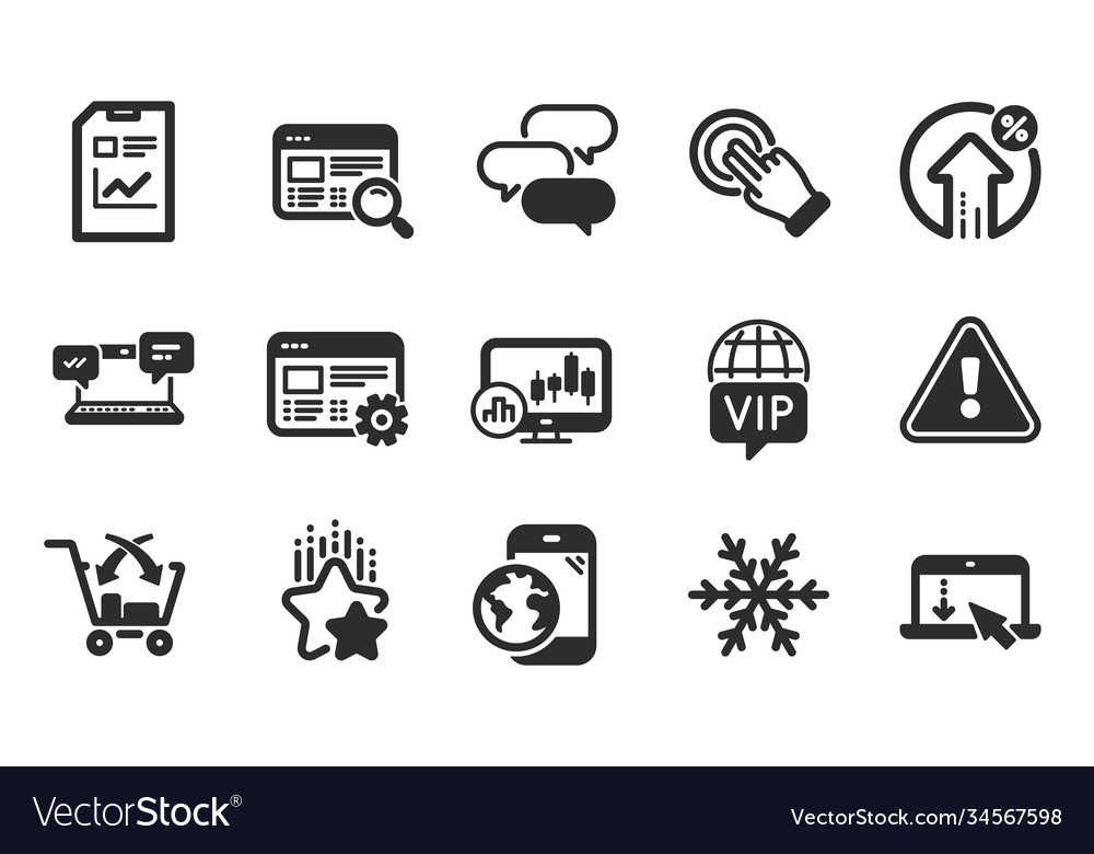 Web settings cross sell and scroll down icons set vector image Web settings cross sell and scroll down icons set
