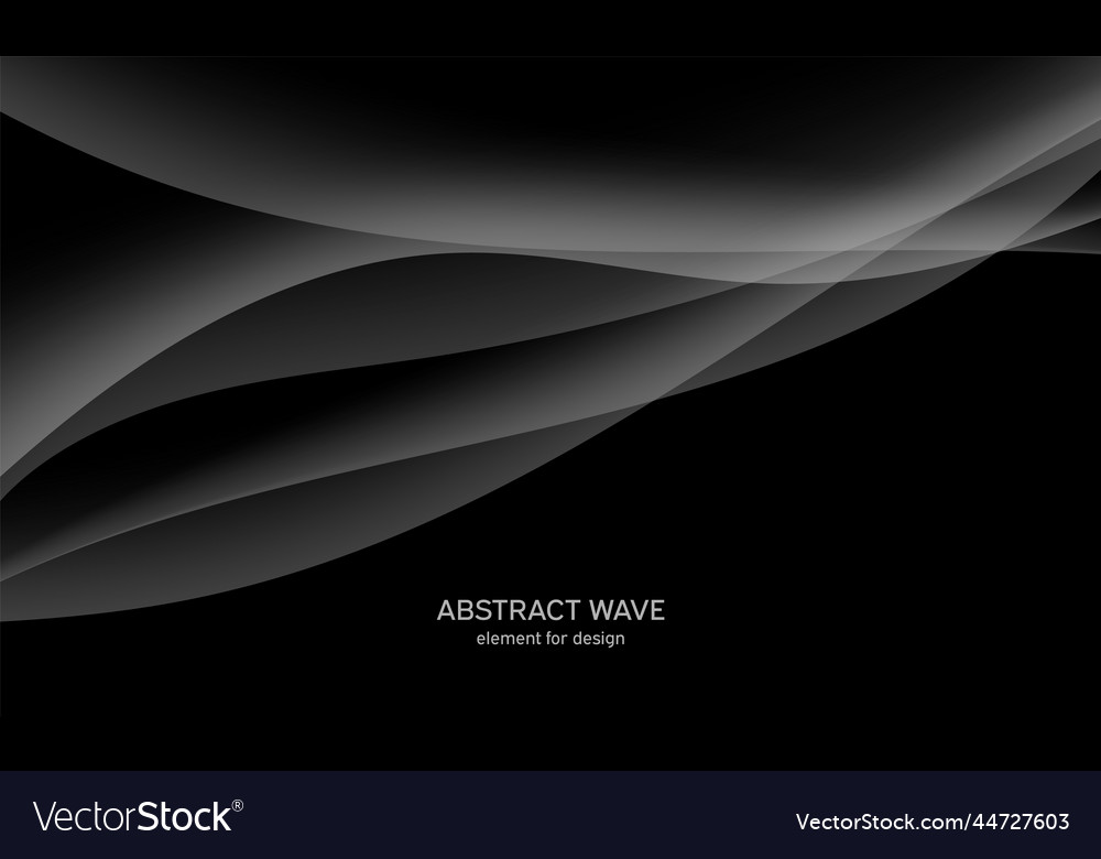 Abstract black background with smooth gray lines vector image Abstract black background with smooth gray lines