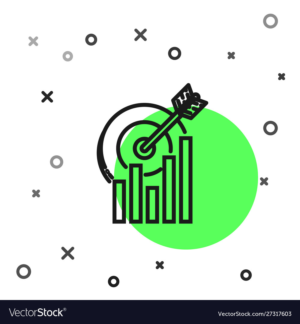 Black line target with graph chart icon isolated vector image Black line target with graph chart icon isolated