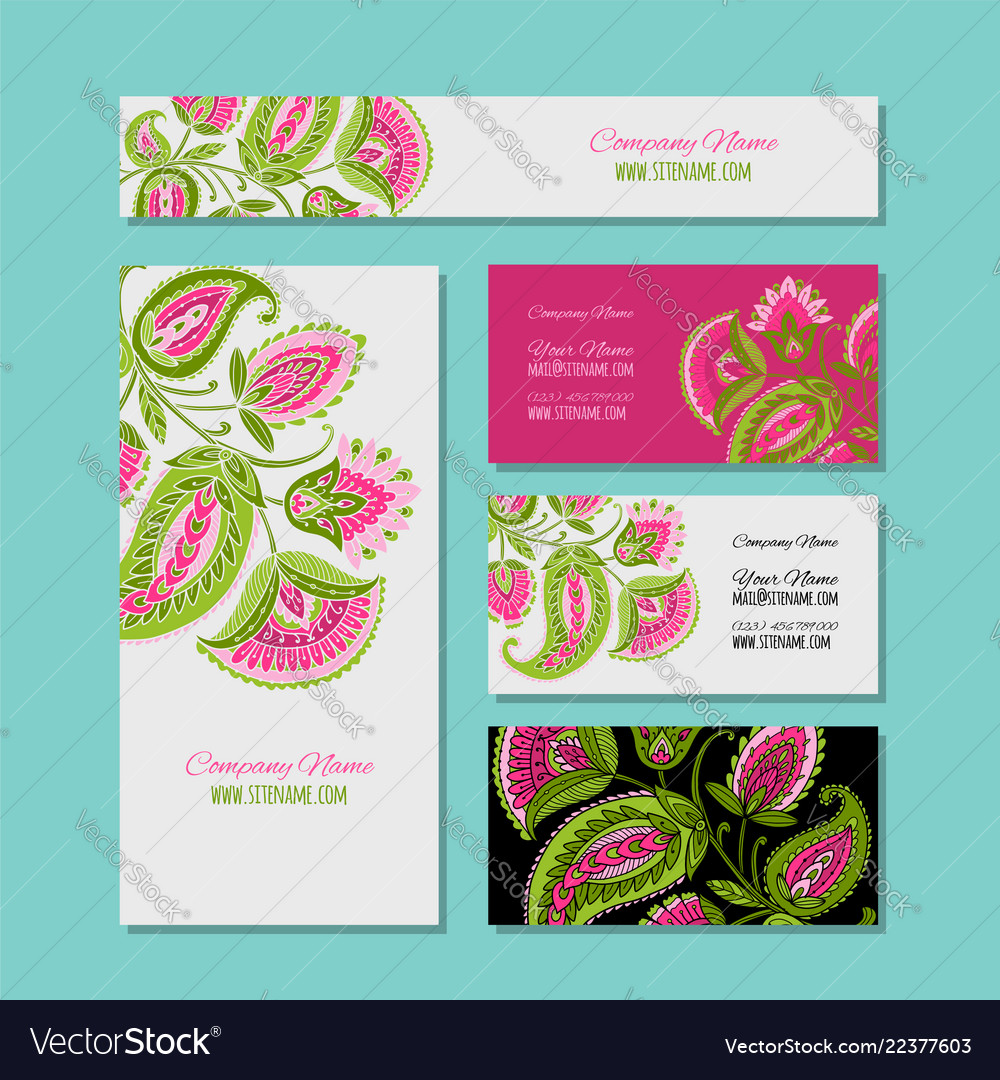 Business cards design floral background