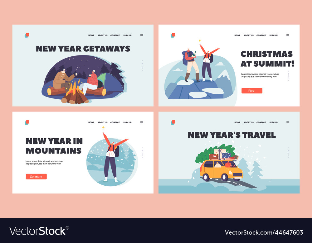 Paarreise für Weihnachtsferien Landingpage vector image Paarreise für Weihnachtsferien Landingpage