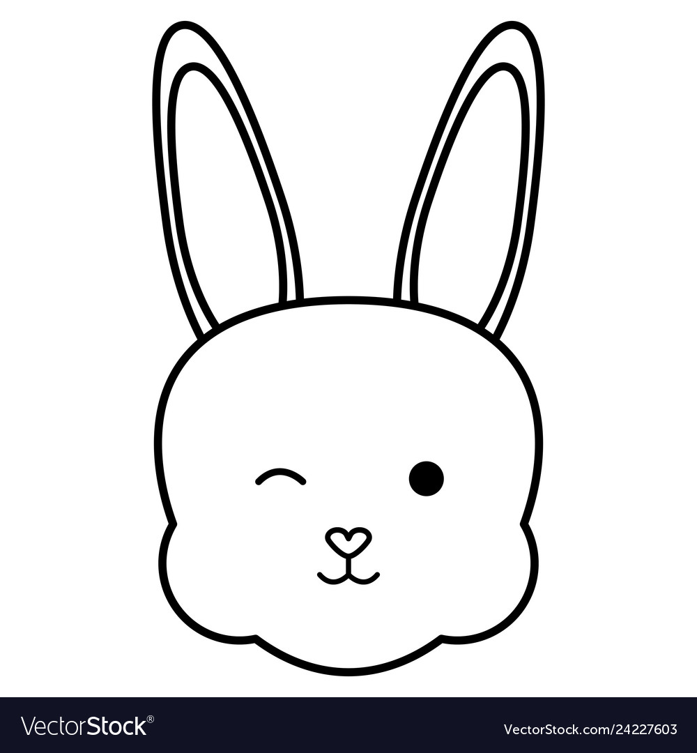 Cute rabbit head character Royalty Free Vector Image