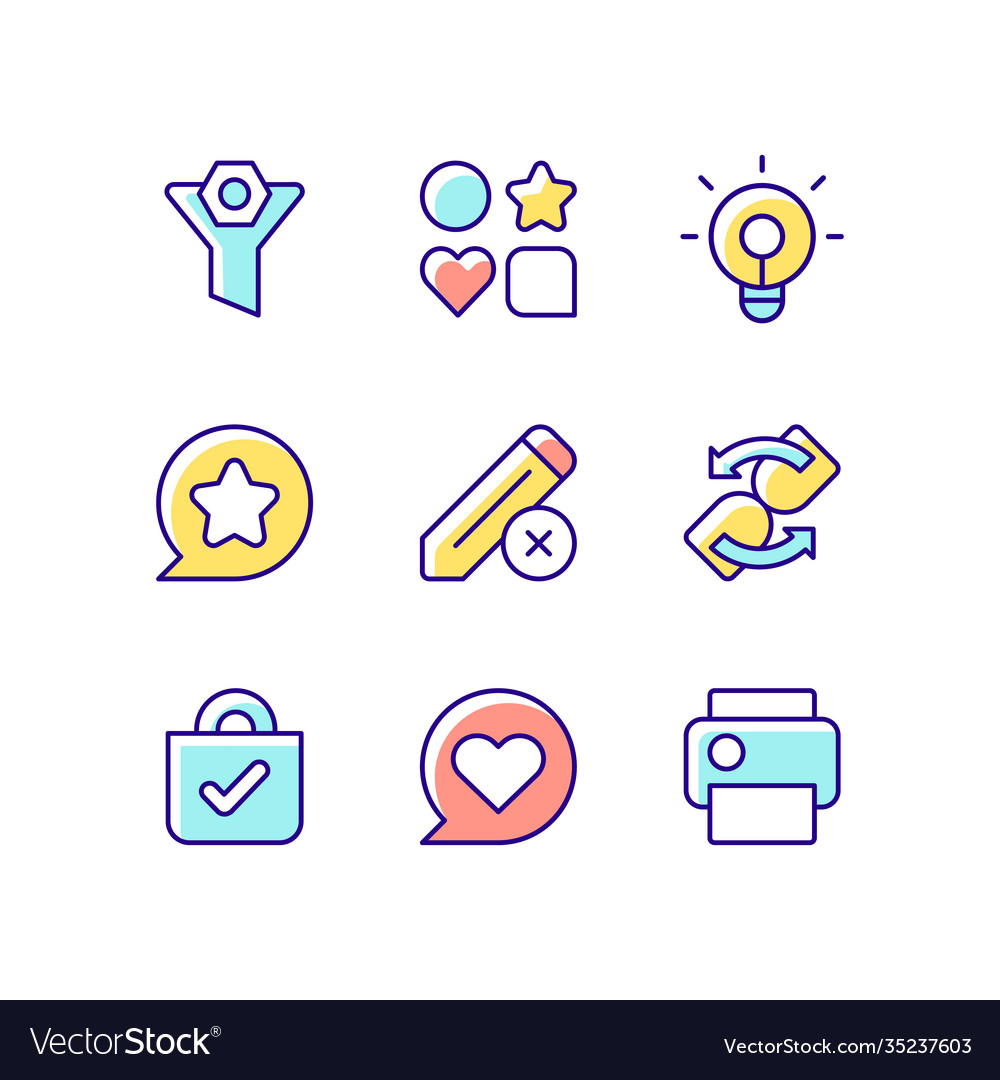 Interface for mobile application rgb color icons vector image Interface for mobile application rgb color icons