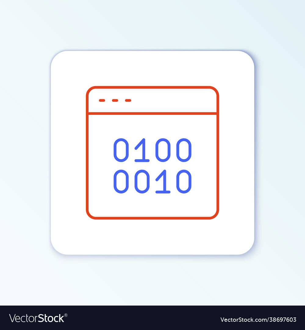 Line binary code icon isolated on white background vector image Line binary code icon isolated on white background