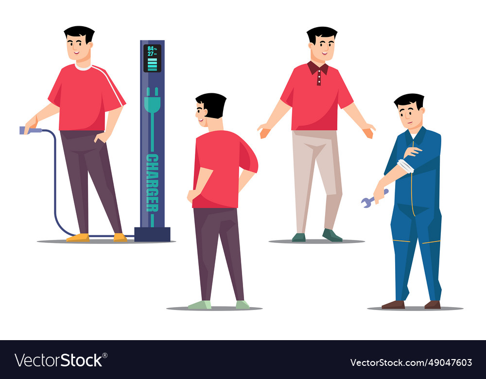 Man character in different situations Vector Image Man character in different situations
