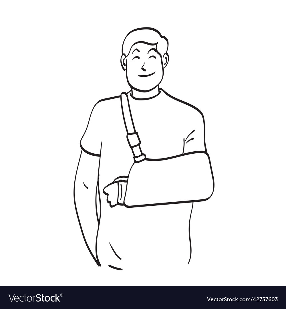 Man with a broken arm wearing an splint vector image Man with a broken arm wearing an splint