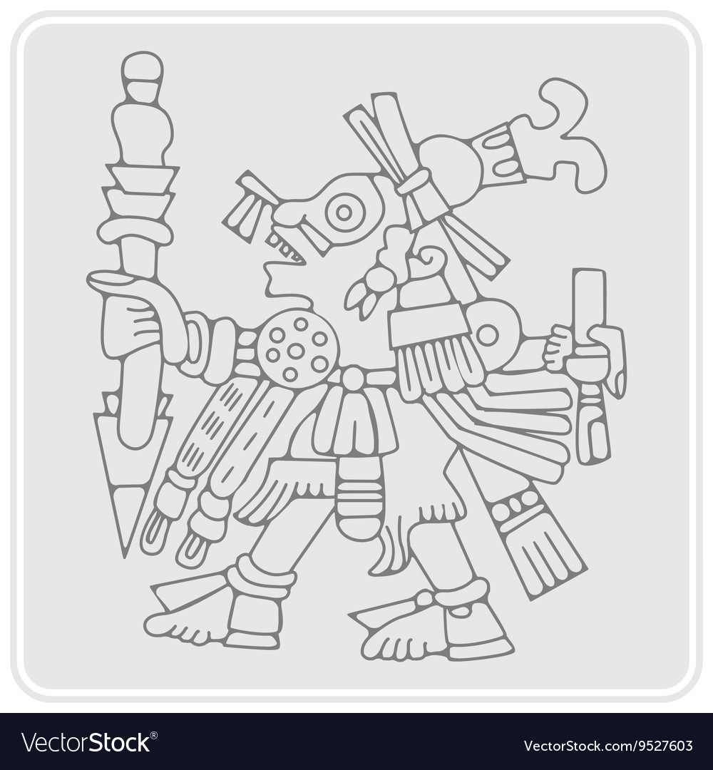 Monochrome icon with symbols from aztec codices