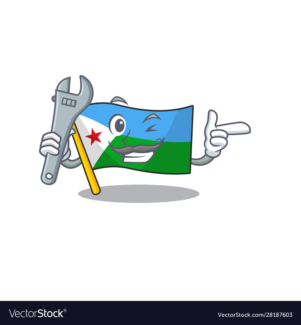 Professional mechanic flag djibouti mascot cartoon