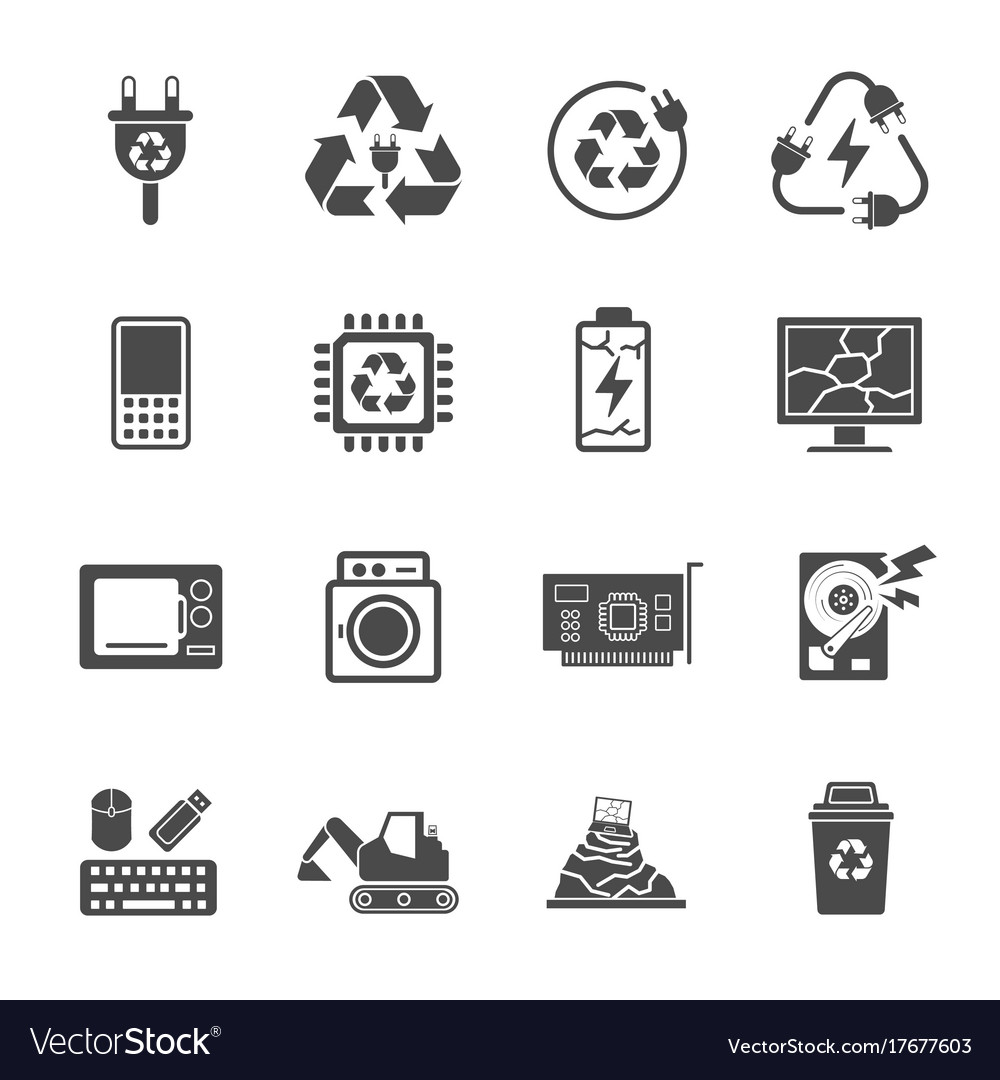 Recycling e-waste garbage contains such icons