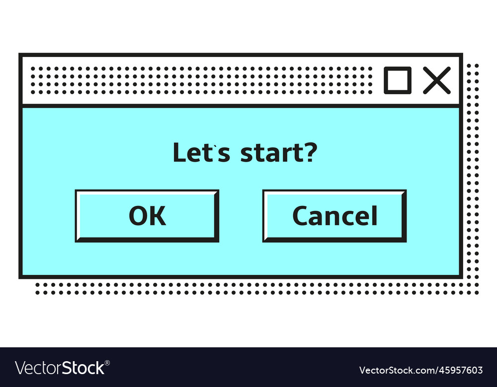 Retro computer interface window confirmation vector image Retro computer interface window confirmation