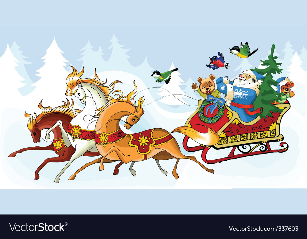 Santa claus and the horses