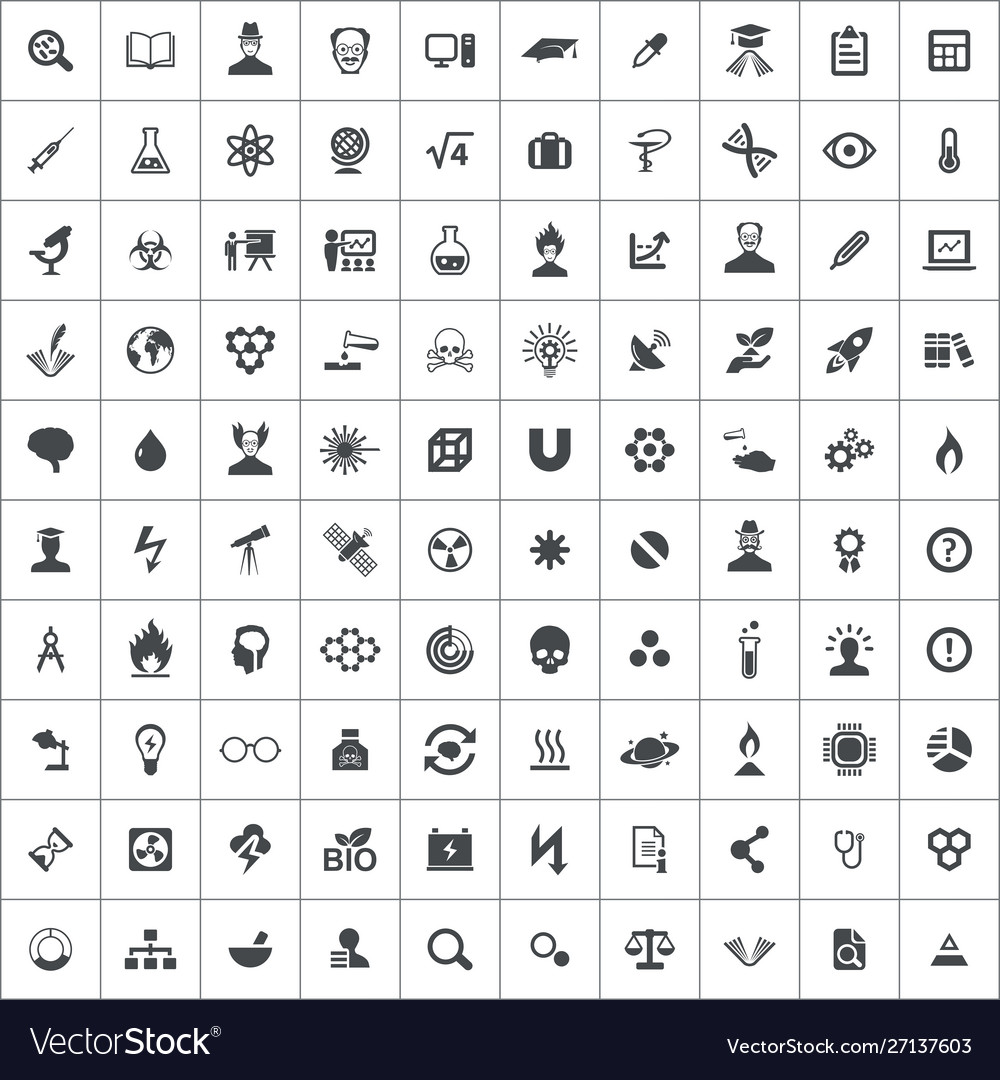 Science 100 icons universal set for web and ui