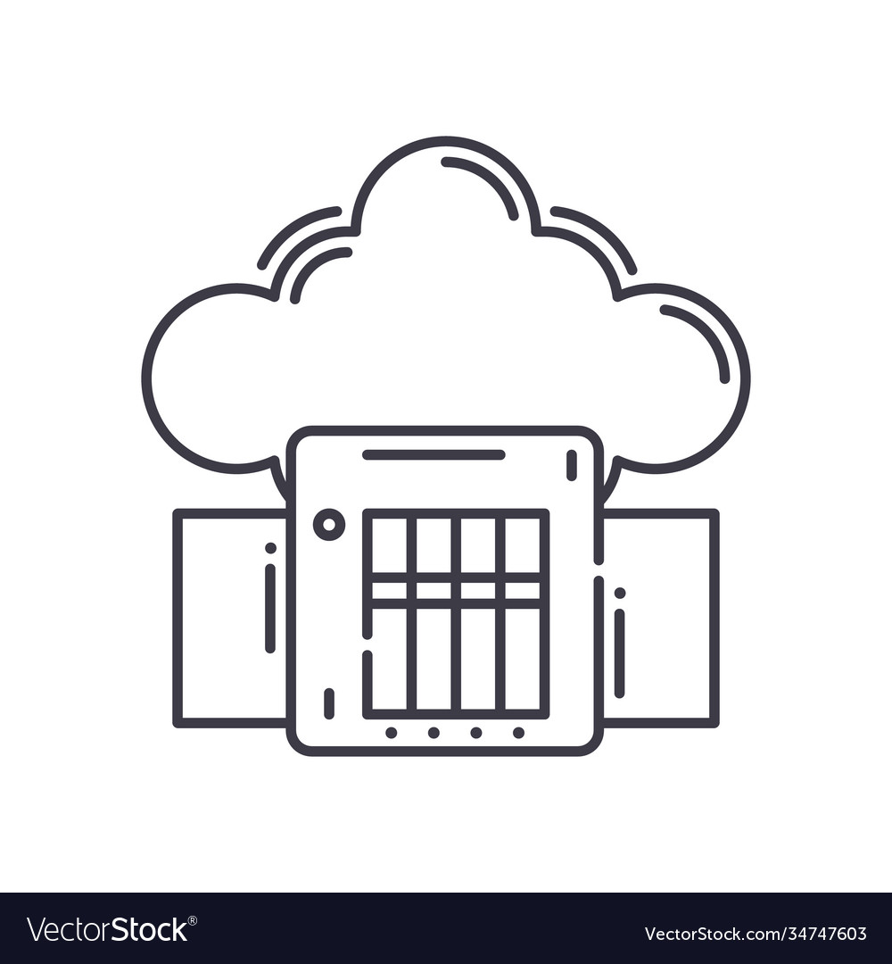 Server technology icon linear isolated vector image Server technology icon linear isolated