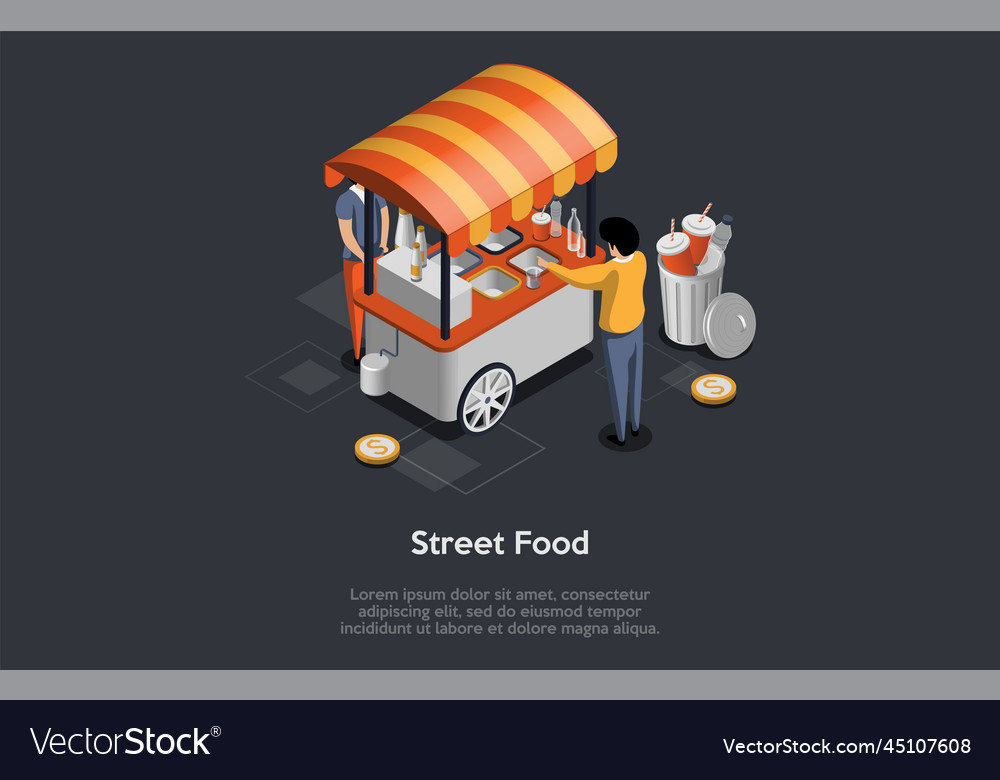 Concept of street food modern cart seller