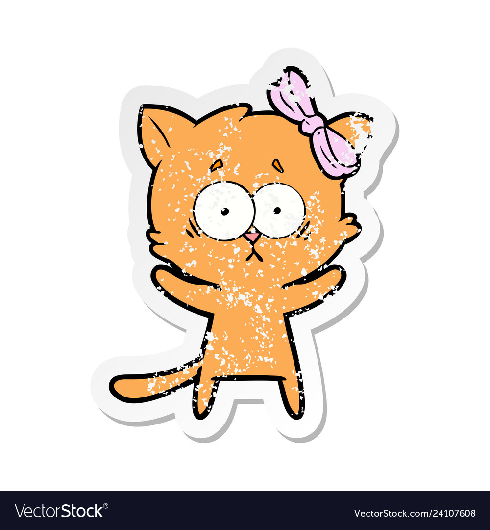 Distressed Sticker Of A Cartoon Cat Royalty Free Vector