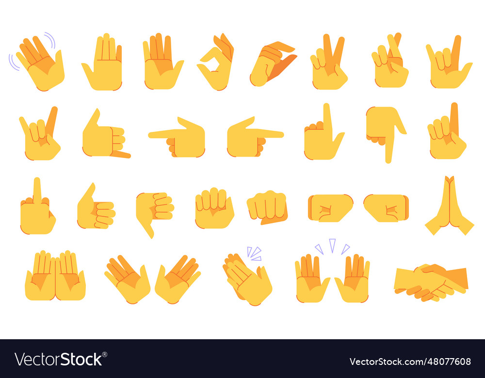 Emoji hand gestures different hands signals and Vector Image