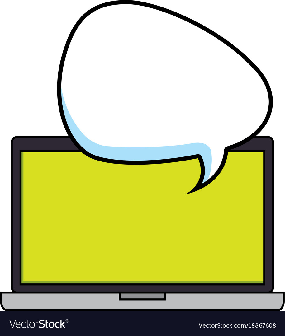 Laptop computer with speech bubble