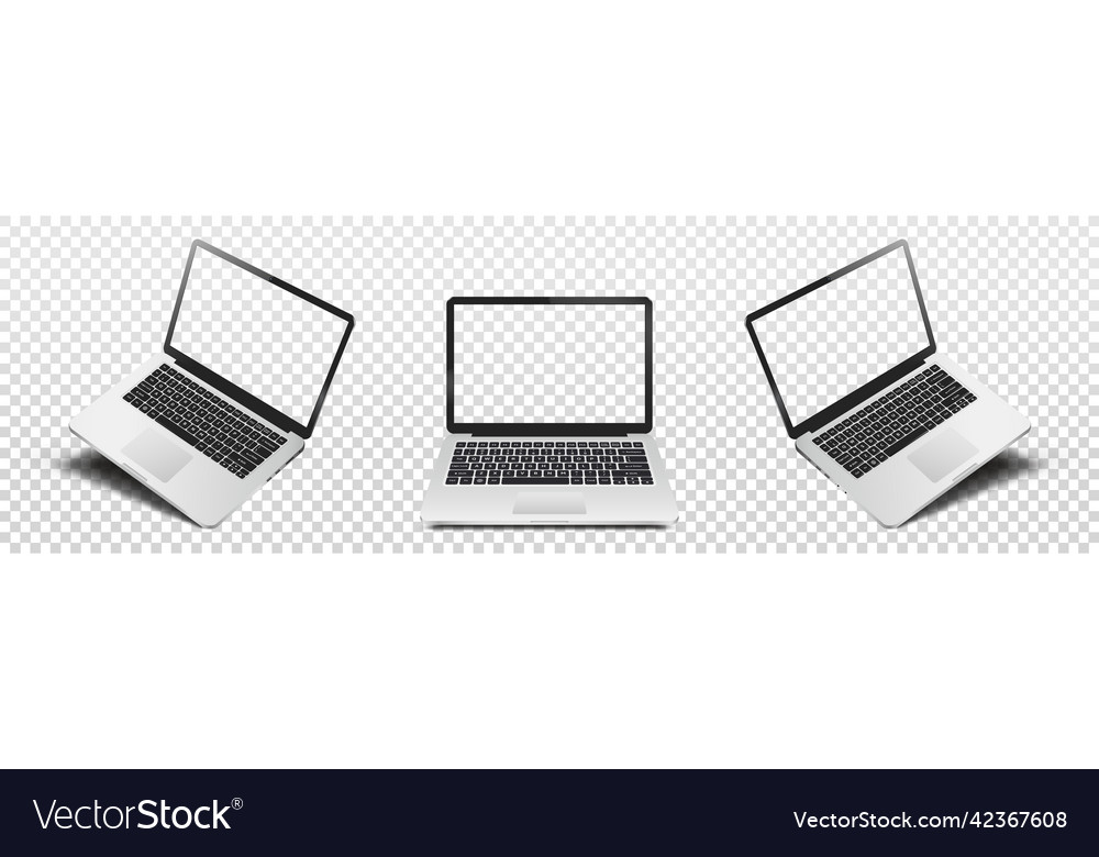 Laptop mock up with transparent screen isolated vector image Laptop mock up with transparent screen isolated