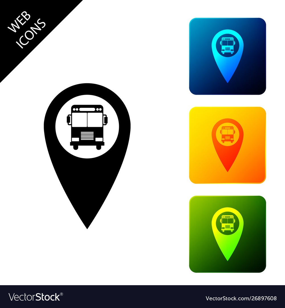Map pointer with bus icon isolated on white vector image Map pointer with bus icon isolated on white