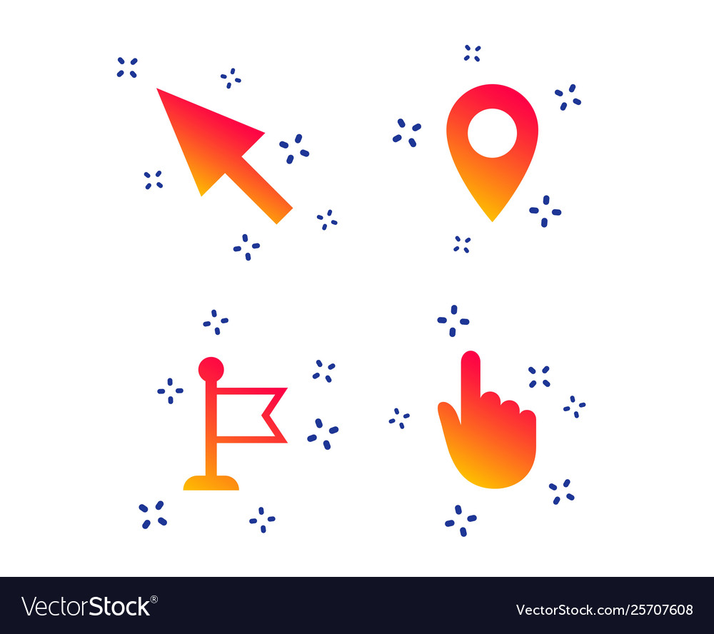 Mouse cursor icon hand or flag pointer symbols