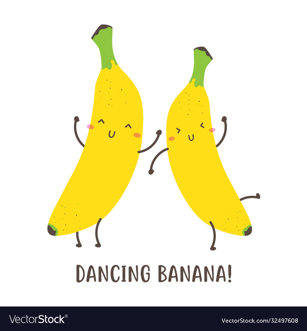 Pair cute happy dancing banana design