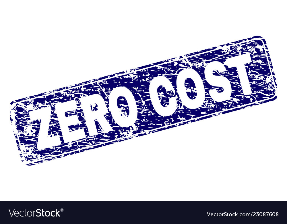 Scratched zero cost framed rounded rectangle stamp vector image Scratched zero cost framed rounded rectangle stamp