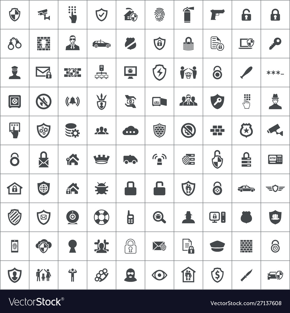 Security 100 icons universal set for web and ui