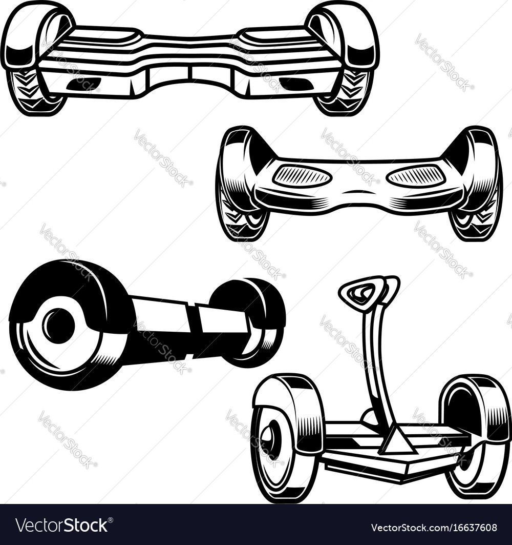 Self-balancing electric scooter icons isolated on Vector Image