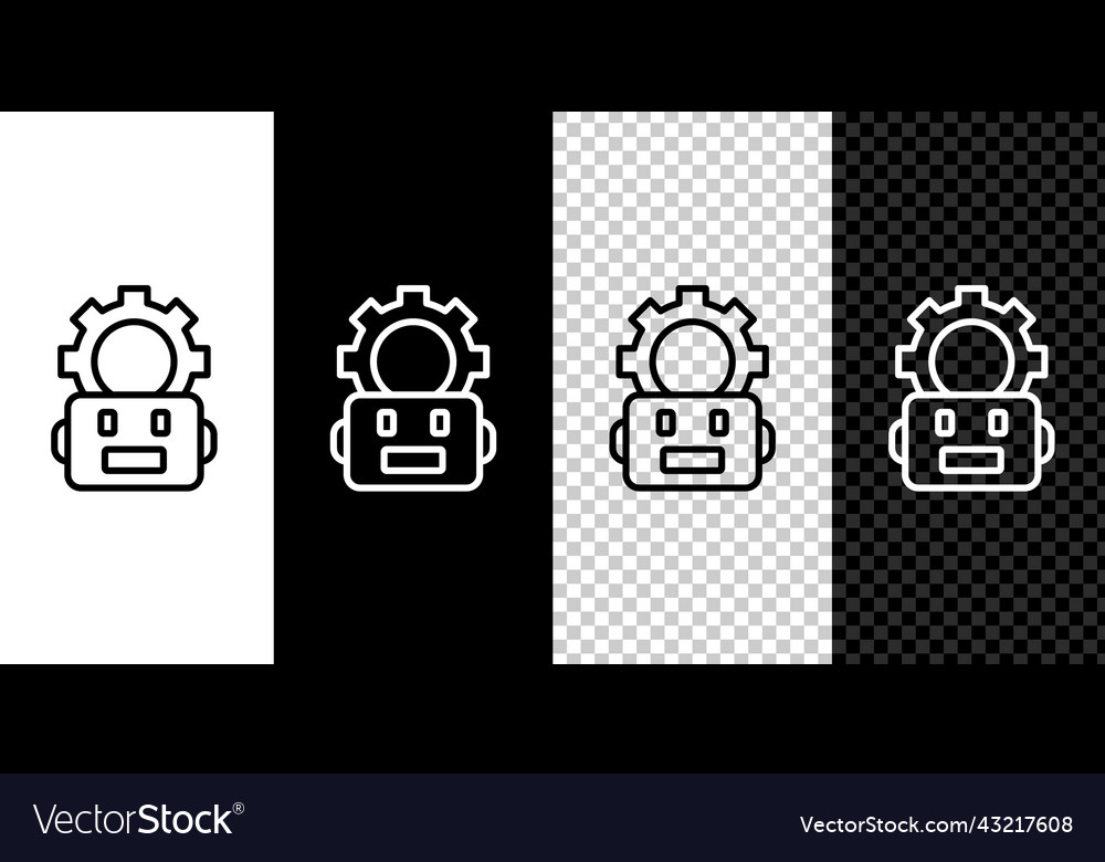 Set line robot setting icon isolated on black Vector Image Set line robot setting icon isolated on black