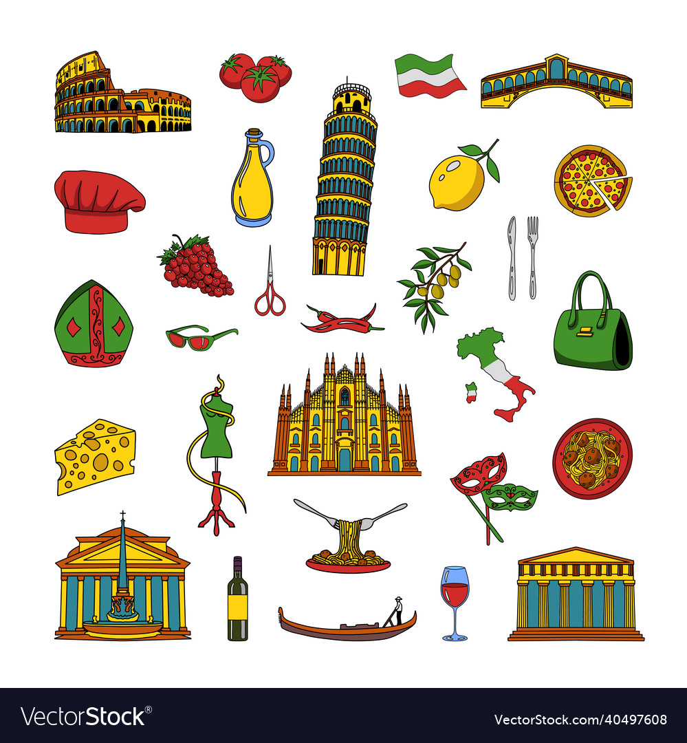 Set of italy Royalty Free Vector Image - VectorStock