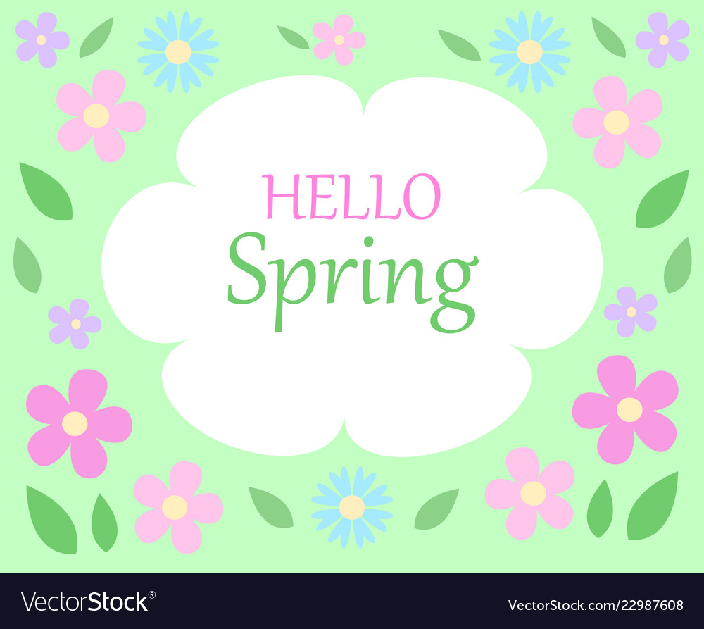 Spring floral background text hello