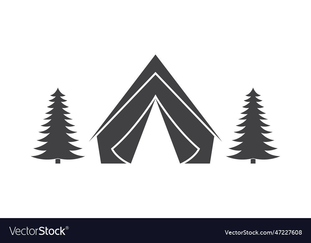 Tent in the forest icon adventure and camp banner Vector Image