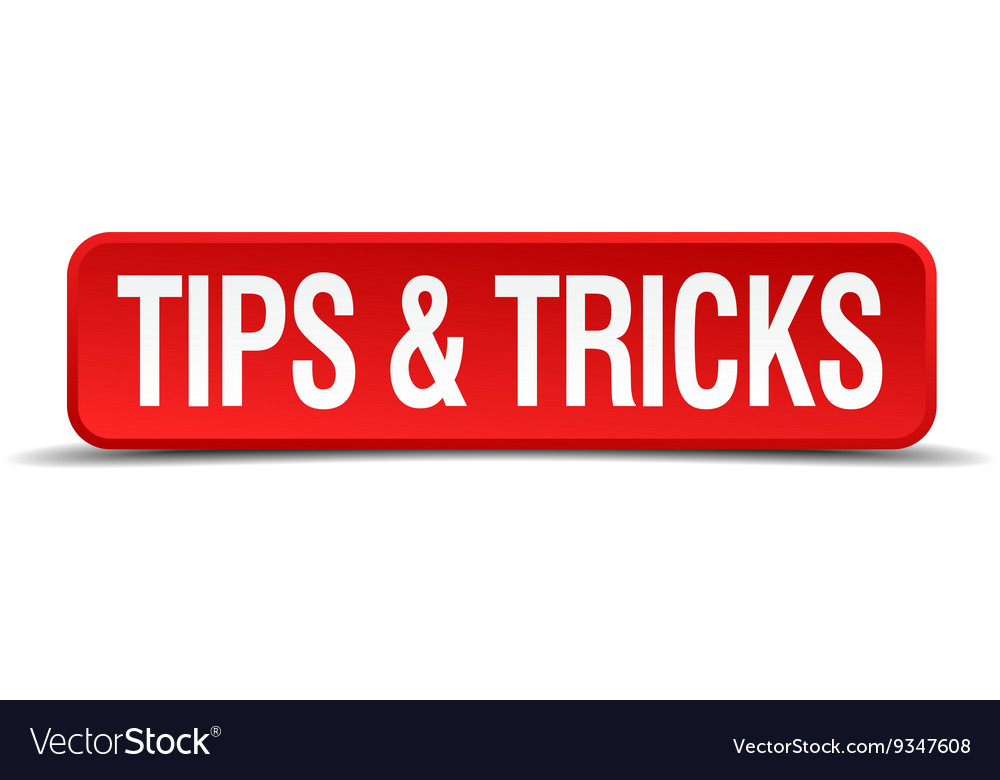 Tips and tricks red 3d square button isolated