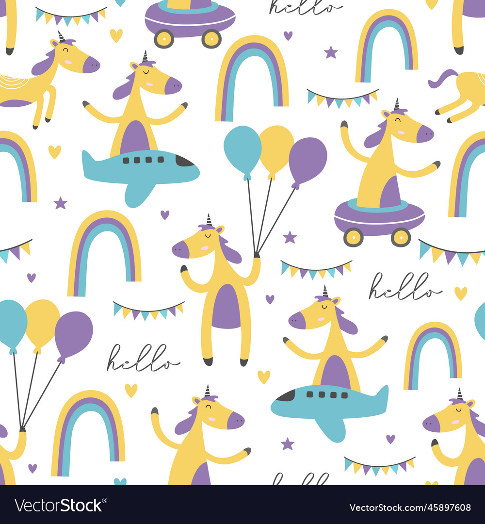 Unicorn seamless pattern with unique character