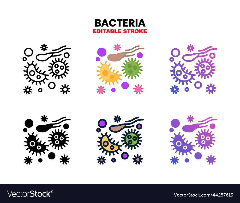 Bacteria icon set with different styles