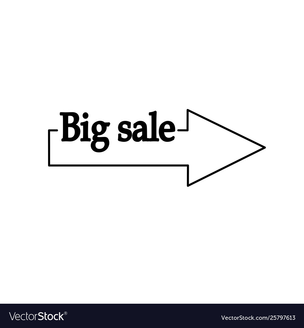 Big sale icon arrow pointer line vector image Big sale icon arrow pointer line