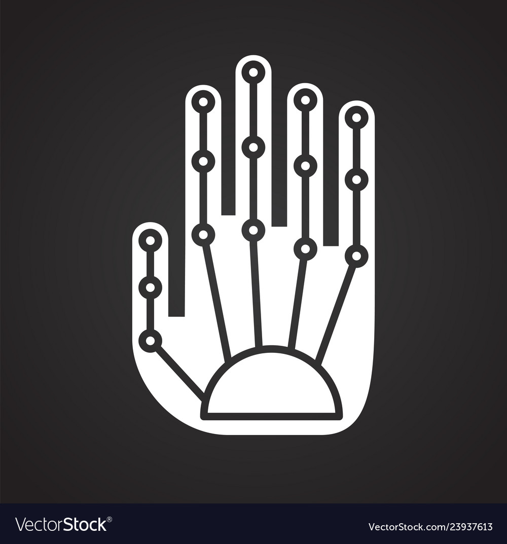 Bionic prothesis icon on black background vector image Bionic prothesis icon on black background