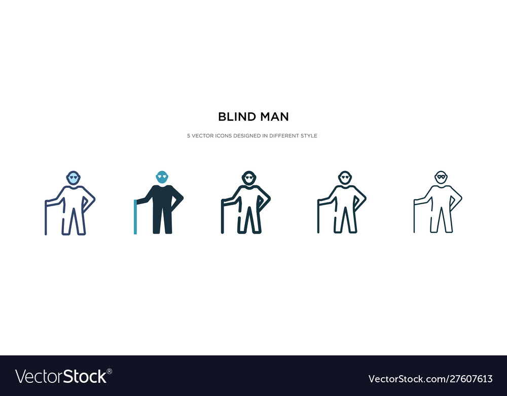 Blind man icon in different style two colored